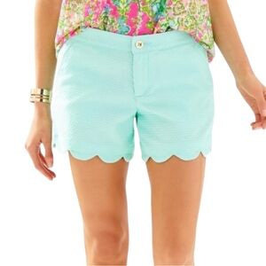 Lilly Pulitzer Buttercup Scalloped Shorts Mint Green Cotton Preppy Women’s 2
